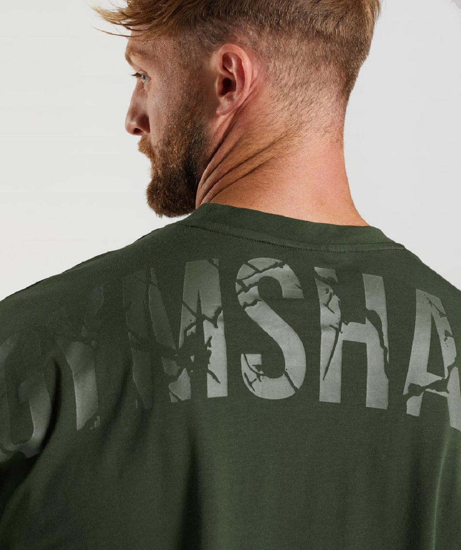 T Shirts Gymshark Power Hombre Verde Oliva | CO 3249NWY